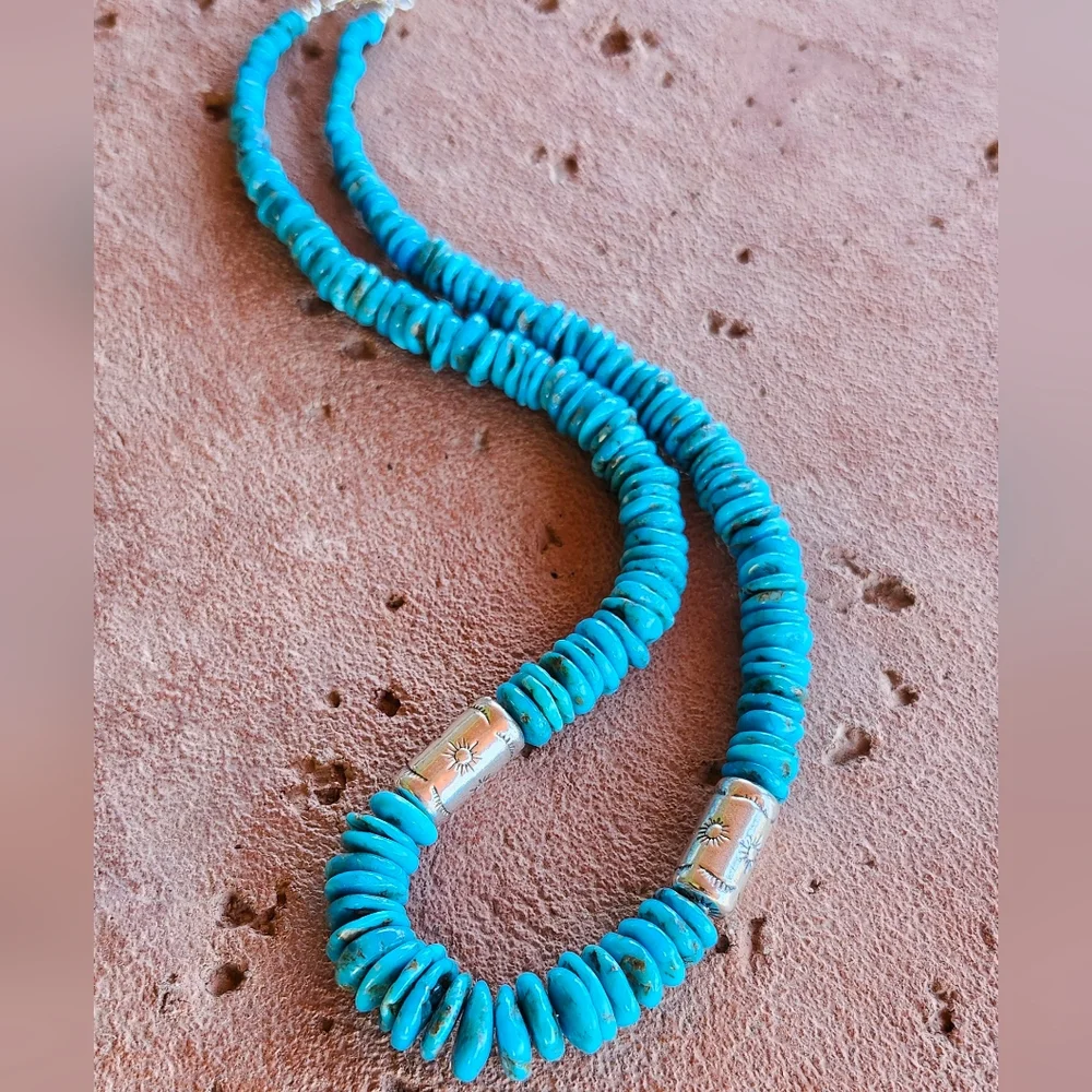 Sterling Silver Genuine Turquoise Necklace - Picture 4 of 17